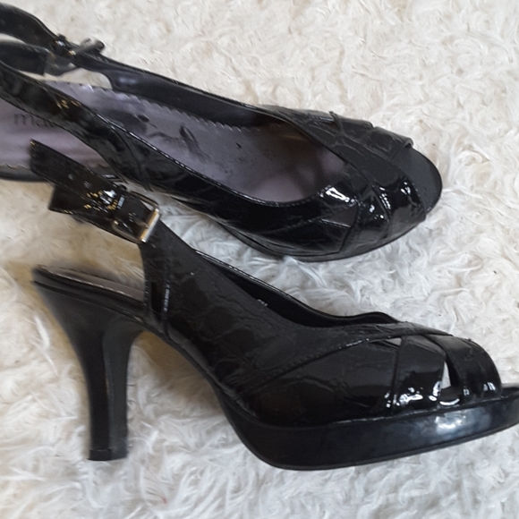 3/$30 Maurices black patent croco embossed slingback heels size 9M - Picture 2 of 11